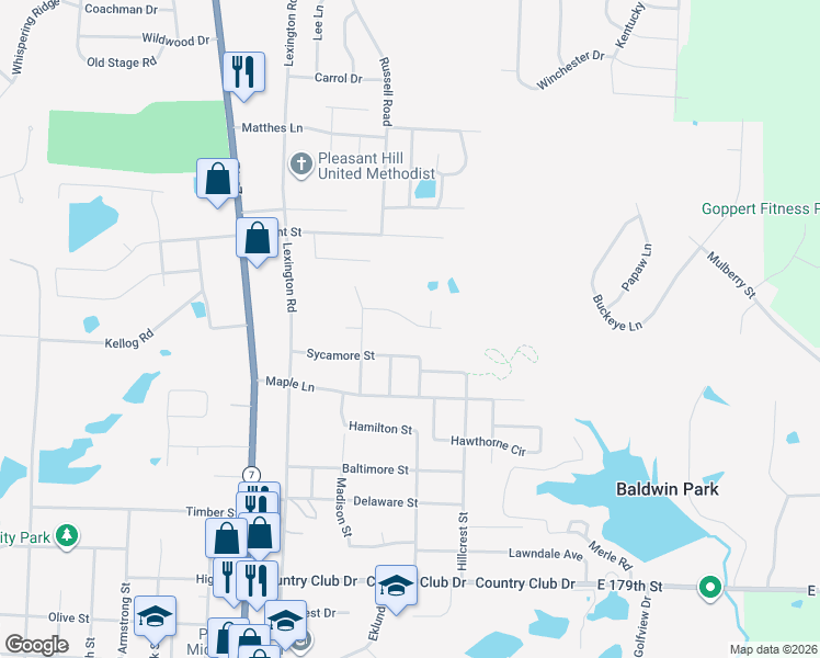 map of restaurants, bars, coffee shops, grocery stores, and more near 1314 Cottonwood Avenue in Pleasant Hill