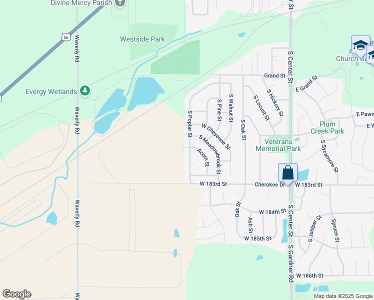 map of restaurants, bars, coffee shops, grocery stores, and more near 748 South Poplar Street in Gardner