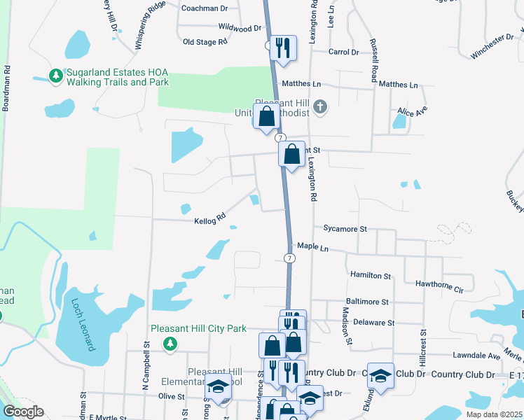 map of restaurants, bars, coffee shops, grocery stores, and more near 1006 Independence Street in Pleasant Hill