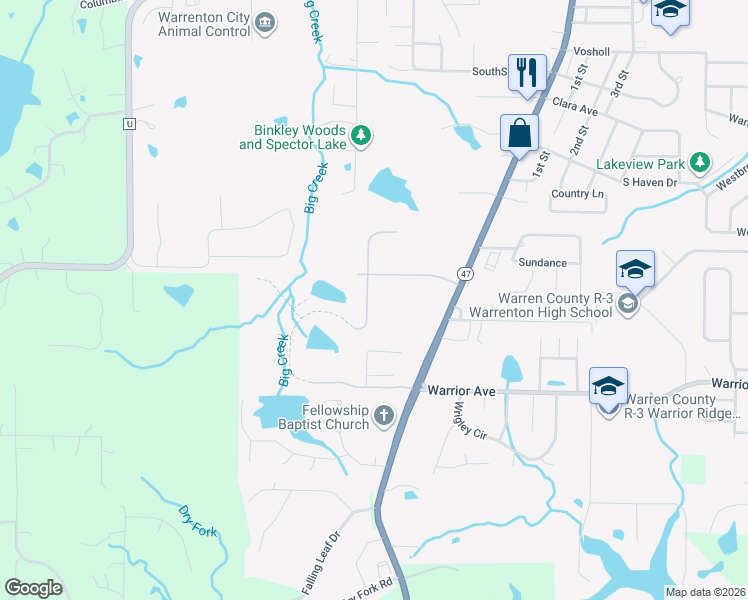 map of restaurants, bars, coffee shops, grocery stores, and more near 27512 Forest Ridge Court in Warrenton