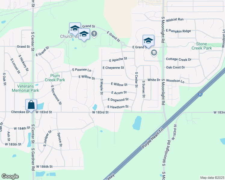 map of restaurants, bars, coffee shops, grocery stores, and more near 532 East Acorn Street in Gardner