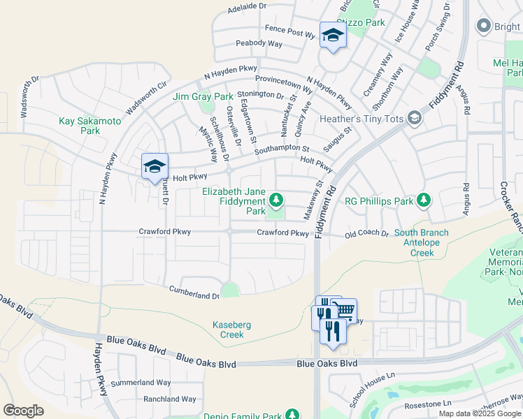 map of restaurants, bars, coffee shops, grocery stores, and more near 6017 Weymouth Place in Roseville
