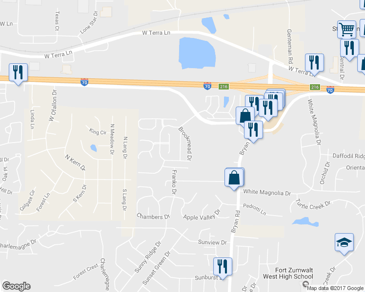 map of restaurants, bars, coffee shops, grocery stores, and more near 728 Hyde Drive in O'Fallon