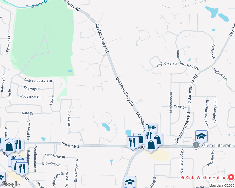 map of restaurants, bars, coffee shops, grocery stores, and more near 4454 Cloverbrook Drive in Black Jack