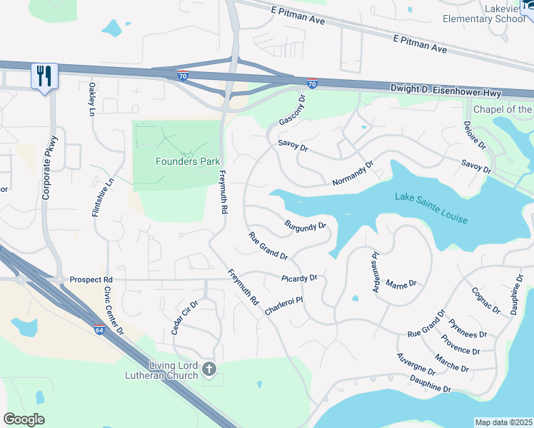 map of restaurants, bars, coffee shops, grocery stores, and more near 5 Burgundy Drive in Lake Saint Louis