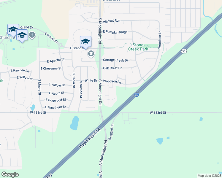 map of restaurants, bars, coffee shops, grocery stores, and more near 833 South Creekside Drive in Gardner