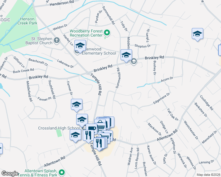 map of restaurants, bars, coffee shops, grocery stores, and more near 6605 Northam Rd in Temple Hills