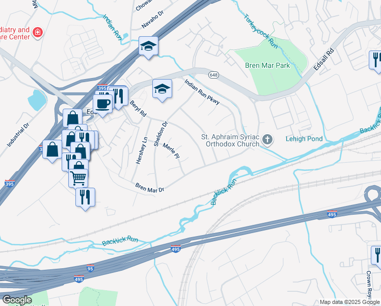 map of restaurants, bars, coffee shops, grocery stores, and more near 5608 Eton Court in Alexandria