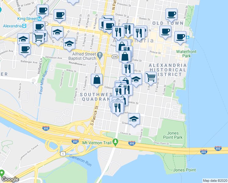 map of restaurants, bars, coffee shops, grocery stores, and more near 101 Independence Avenue Southeast in Washington