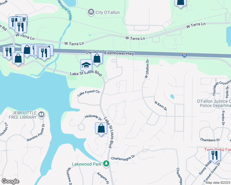 map of restaurants, bars, coffee shops, grocery stores, and more near 18 Rue De Paix Drive in Lake Saint Louis