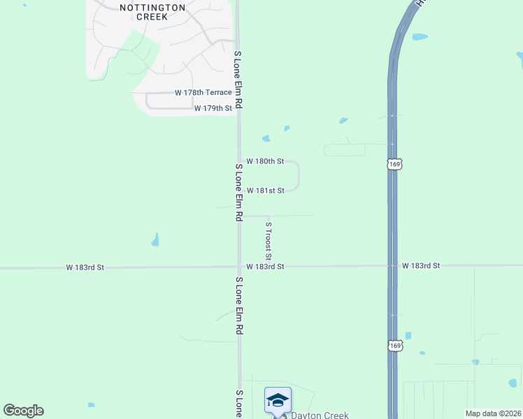 map of restaurants, bars, coffee shops, grocery stores, and more near 18180 South Troost Street in Olathe