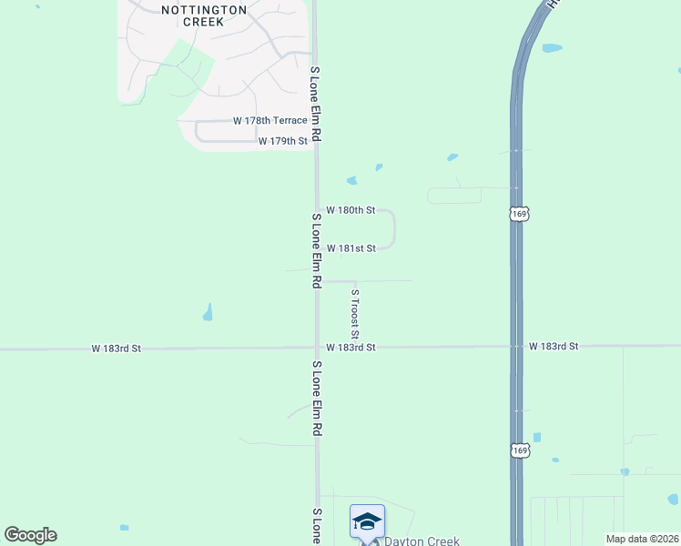 map of restaurants, bars, coffee shops, grocery stores, and more near 18180 South Troost Street in Olathe