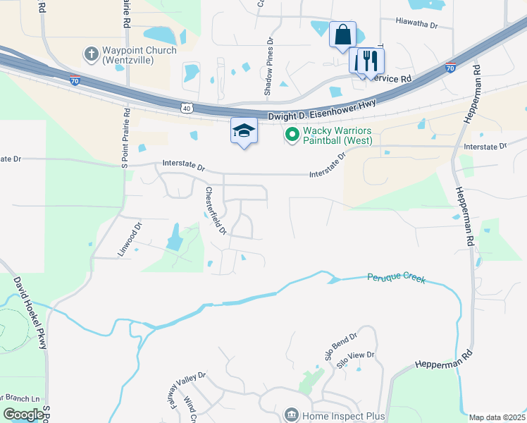 map of restaurants, bars, coffee shops, grocery stores, and more near 236 New Richmond Drive in Wentzville