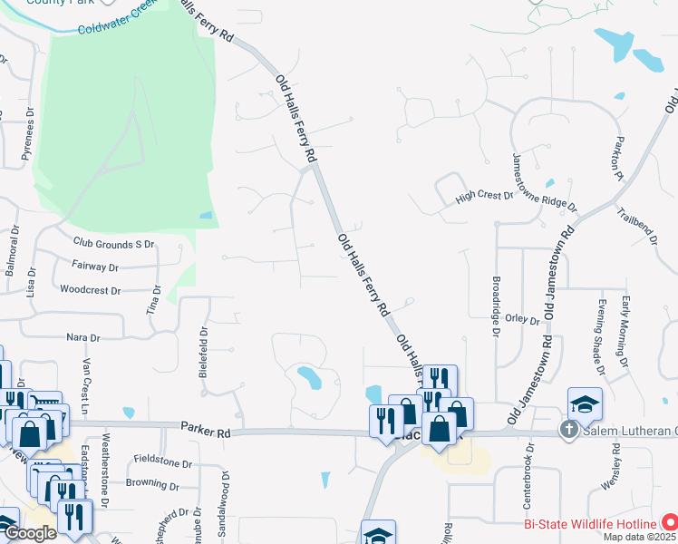 map of restaurants, bars, coffee shops, grocery stores, and more near 4454 Cloverbrook Drive in Black Jack