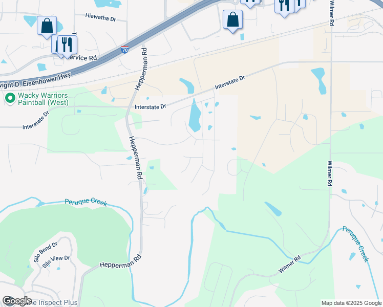 map of restaurants, bars, coffee shops, grocery stores, and more near 305 Edgefield Court in Wentzville