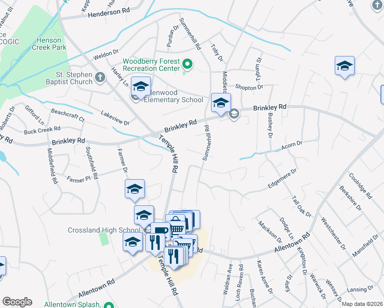 map of restaurants, bars, coffee shops, grocery stores, and more near 4707 Tamworth Court in Temple Hills