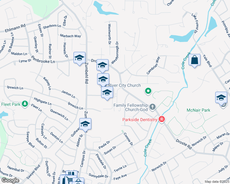 map of restaurants, bars, coffee shops, grocery stores, and more near 912 Parkcrest Drive in Saint Charles