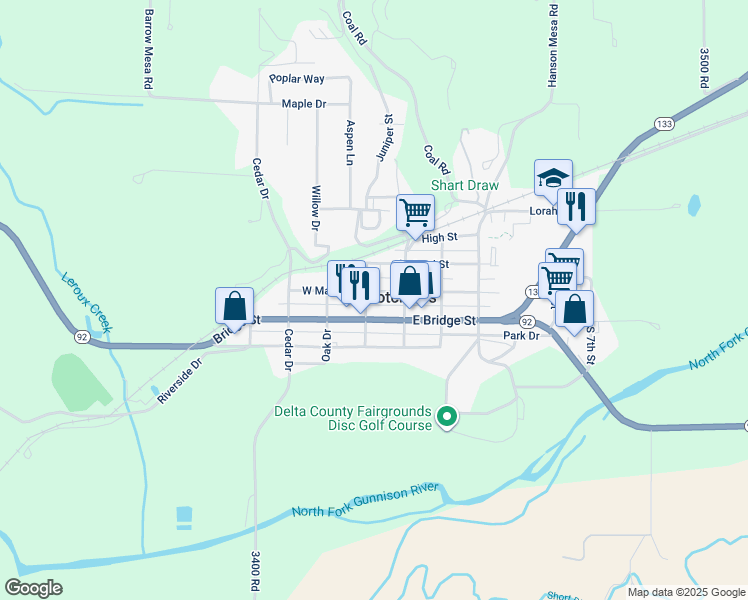 map of restaurants, bars, coffee shops, grocery stores, and more near 149 East Main Street in Hotchkiss
