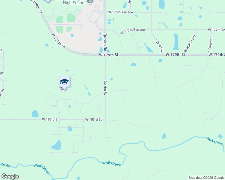 map of restaurants, bars, coffee shops, grocery stores, and more near 18200 South Quivira Road in Overland Park