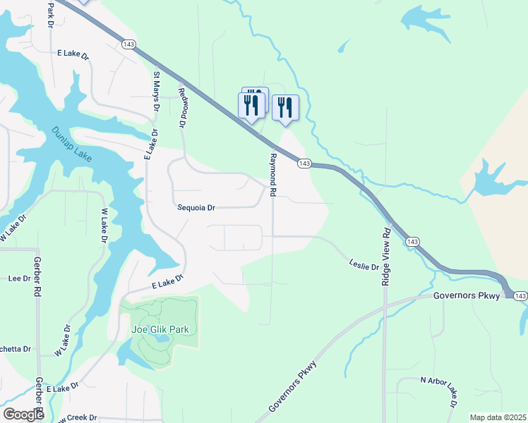 map of restaurants, bars, coffee shops, grocery stores, and more near 4055 Sequoia Drive in Edwardsville