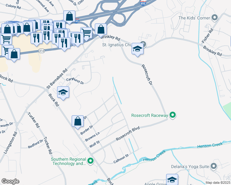map of restaurants, bars, coffee shops, grocery stores, and more near 6510 Trowbridge Place in Fort Washington
