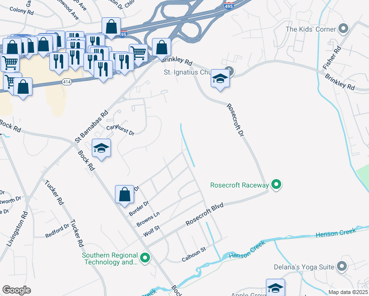 map of restaurants, bars, coffee shops, grocery stores, and more near 6510 Trowbridge Place in Fort Washington