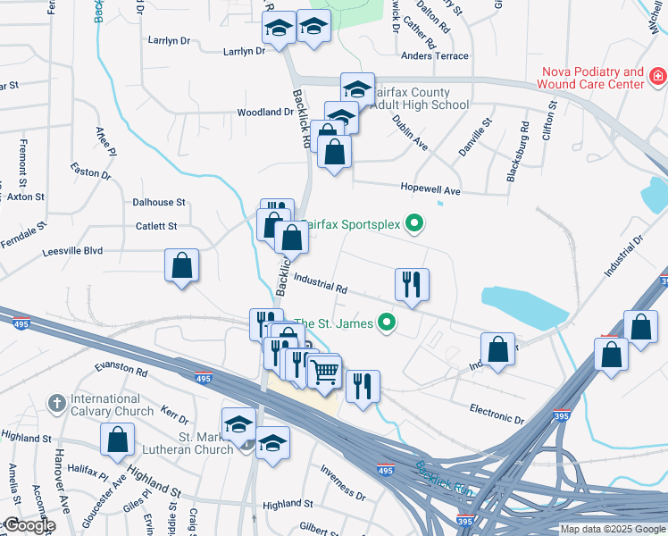 map of restaurants, bars, coffee shops, grocery stores, and more near in Springfield