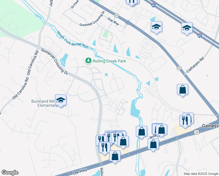 map of restaurants, bars, coffee shops, grocery stores, and more near 14876 Links Pond Circle in Gainesville