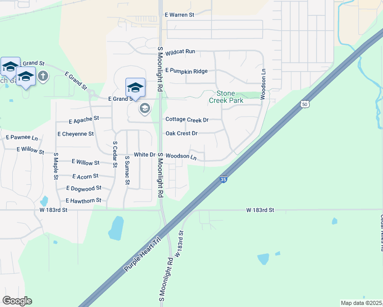 map of restaurants, bars, coffee shops, grocery stores, and more near 899 South Woodson Court in Gardner