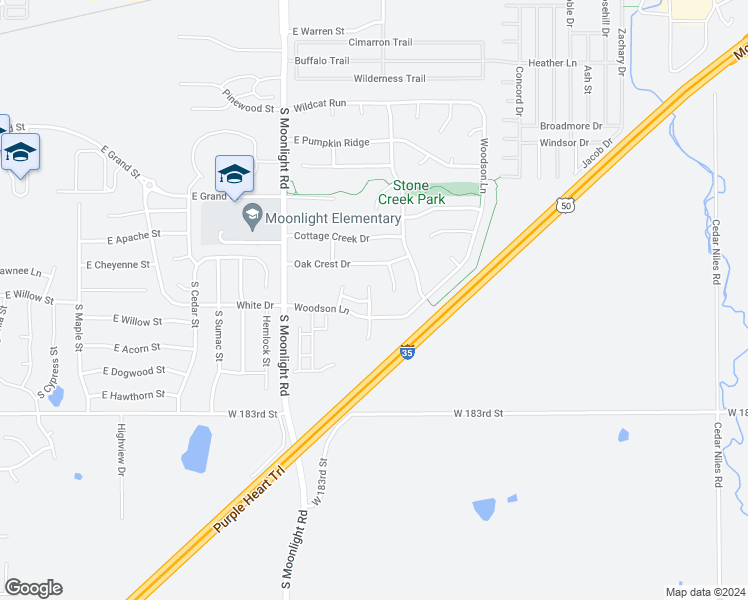 map of restaurants, bars, coffee shops, grocery stores, and more near 806 South Woodson Court in Gardner