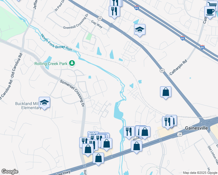 map of restaurants, bars, coffee shops, grocery stores, and more near 14748 Links Pond Circle in Gainesville