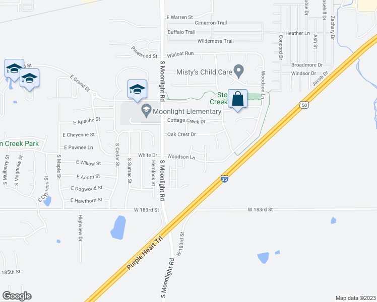 map of restaurants, bars, coffee shops, grocery stores, and more near 896 South Woodson Court in Gardner