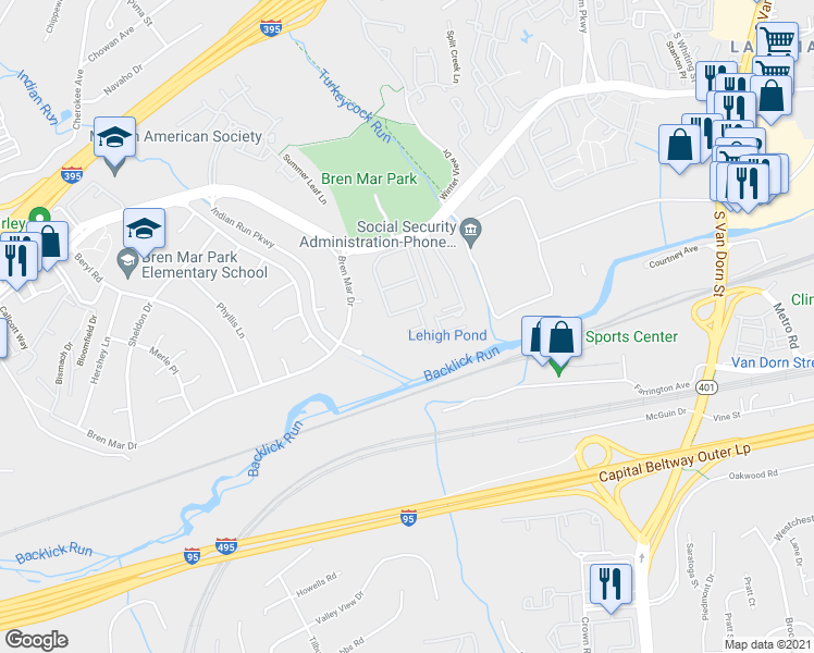 map of restaurants, bars, coffee shops, grocery stores, and more near 6112 Declaration Square in Alexandria