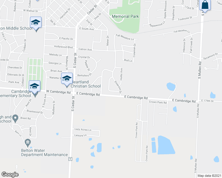 map of restaurants, bars, coffee shops, grocery stores, and more near 815 Logan Avenue in Belton