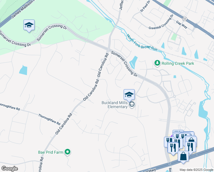 map of restaurants, bars, coffee shops, grocery stores, and more near 7321 Carver Road in Gainesville