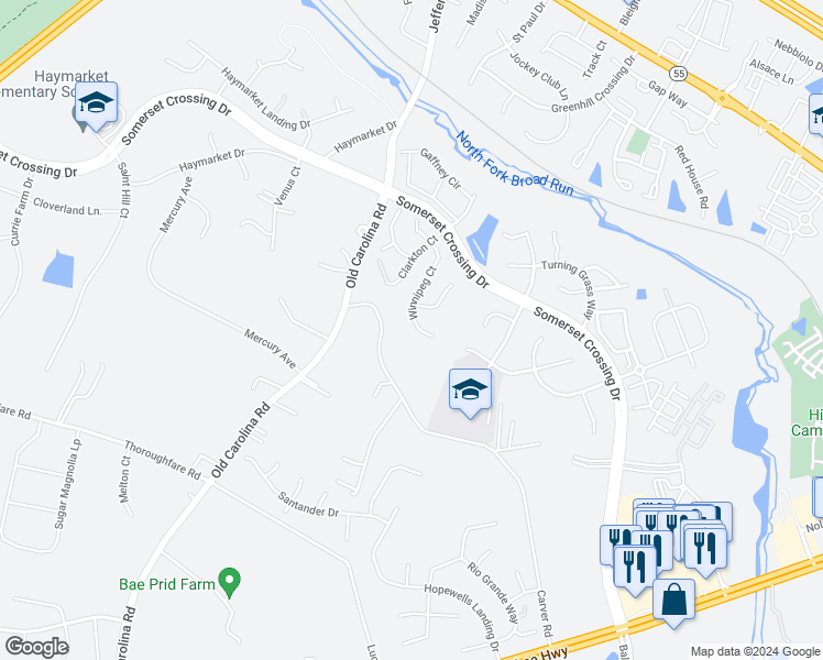 map of restaurants, bars, coffee shops, grocery stores, and more near 7252 Winnipeg Court in Gainesville