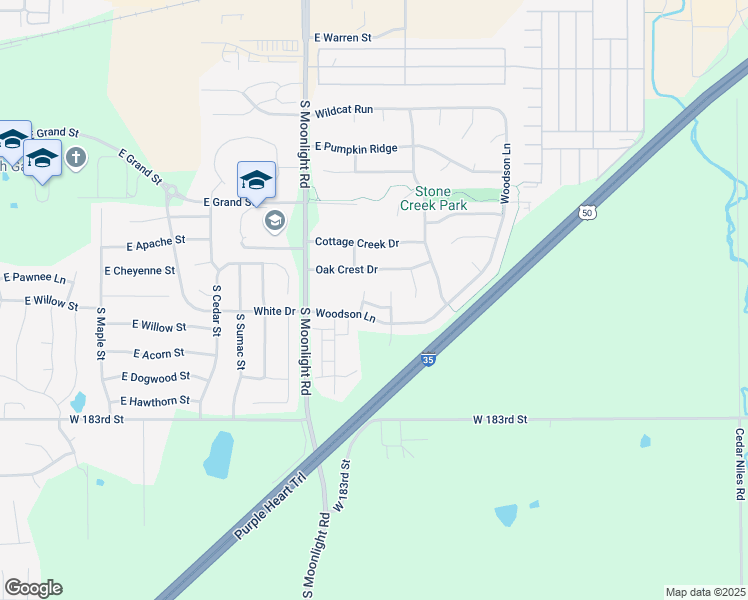 map of restaurants, bars, coffee shops, grocery stores, and more near 862 South Woodson Court in Gardner