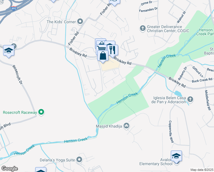 map of restaurants, bars, coffee shops, grocery stores, and more near 3348 Huntley Square Drive in Temple Hills