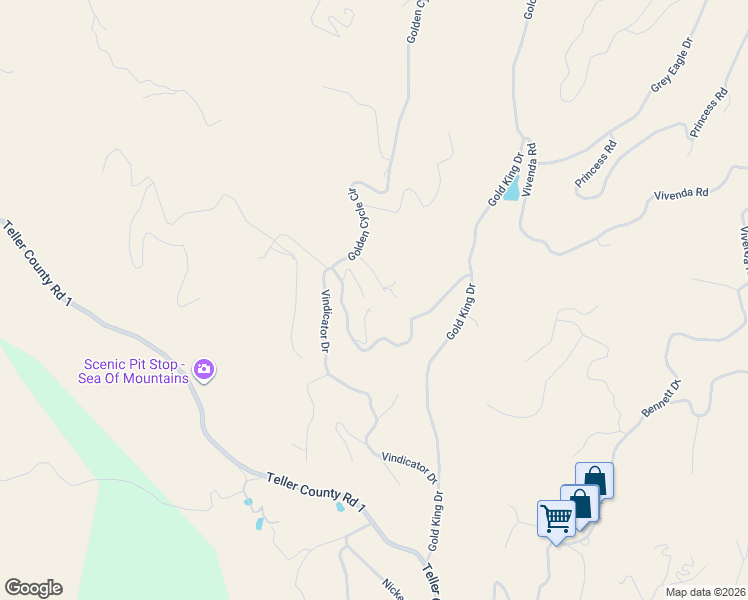 map of restaurants, bars, coffee shops, grocery stores, and more near 102 Blue Bell Circle in Cripple Creek