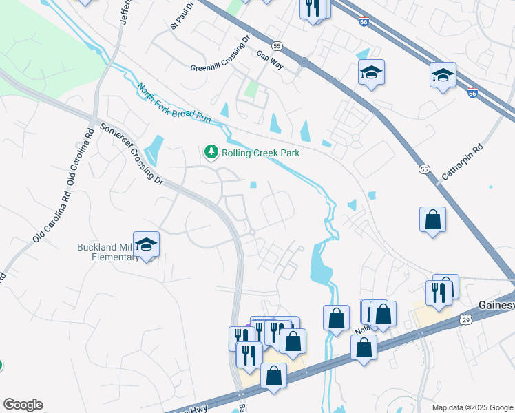 map of restaurants, bars, coffee shops, grocery stores, and more near 14860 Links Pond Circle in Gainesville