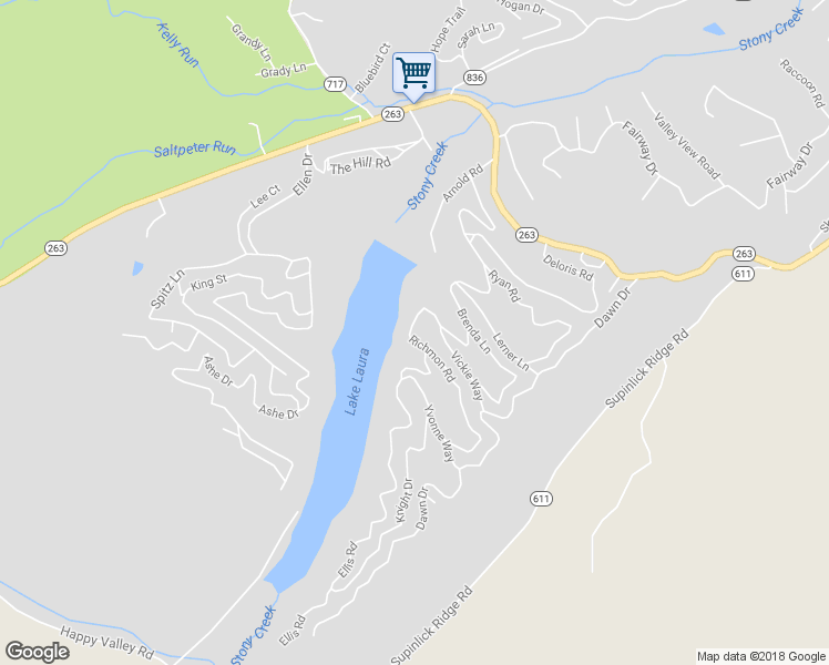 map of restaurants, bars, coffee shops, grocery stores, and more near 225 Richmon Road in Basye