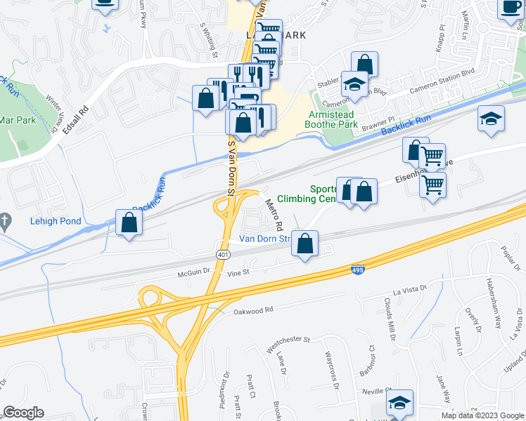 map of restaurants, bars, coffee shops, grocery stores, and more near 902 Harrison Circle in Alexandria