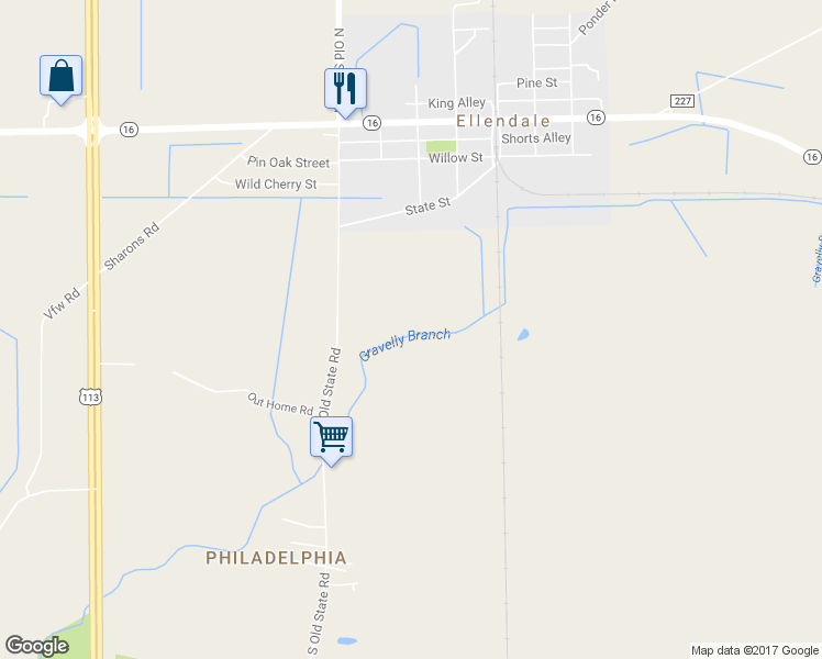 map of restaurants, bars, coffee shops, grocery stores, and more near 13449 South Old State Road in Ellendale