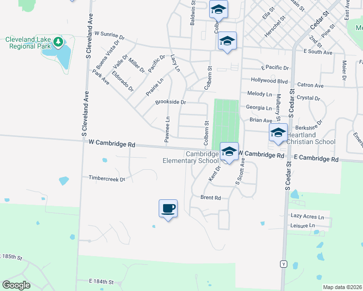 map of restaurants, bars, coffee shops, grocery stores, and more near 210 West Cambridge Road in Belton
