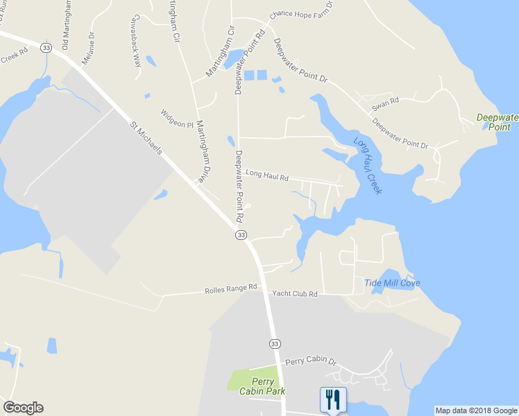 map of restaurants, bars, coffee shops, grocery stores, and more near 9119 Deepwater Point Road in Saint Michaels