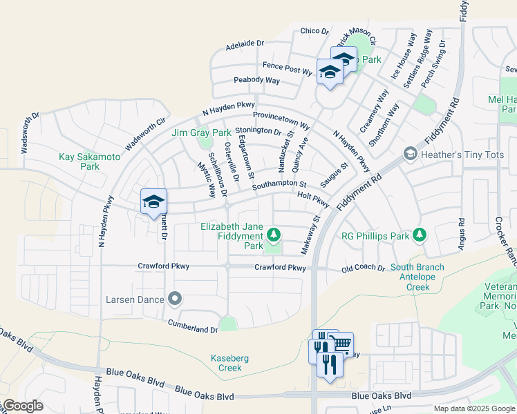 map of restaurants, bars, coffee shops, grocery stores, and more near 600 Setucket Ct. in Roseville