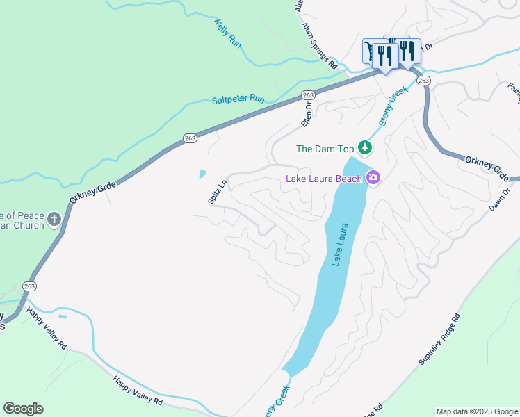 map of restaurants, bars, coffee shops, grocery stores, and more near 475 King Street in Basye