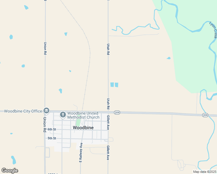 map of restaurants, bars, coffee shops, grocery stores, and more near 2127 Utah Road in Woodbine