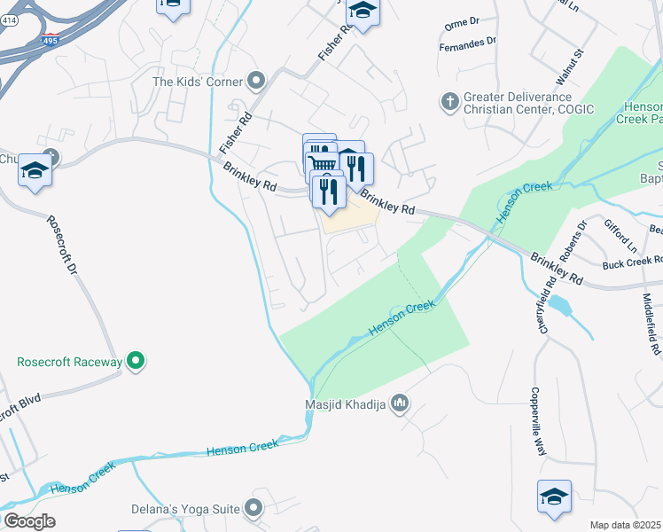 map of restaurants, bars, coffee shops, grocery stores, and more near 3341 Huntley Square Drive in Temple Hills