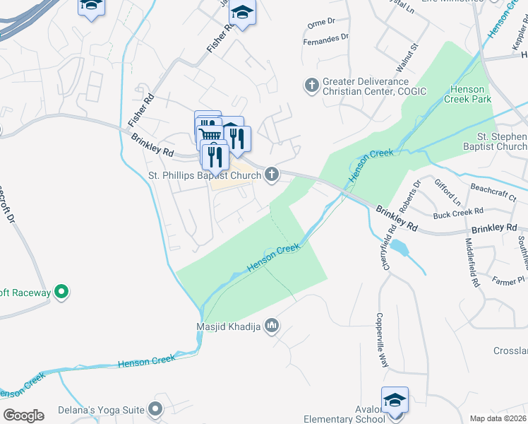 map of restaurants, bars, coffee shops, grocery stores, and more near 3310 Huntley Square Drive in Fort Washington